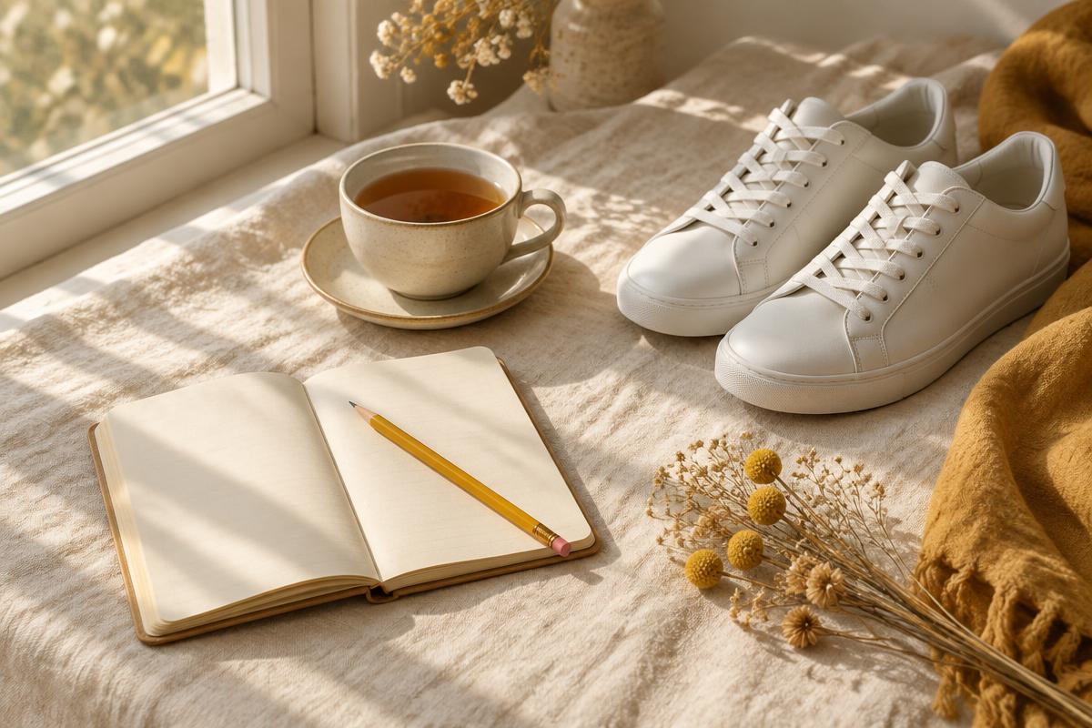 Un carnet ouvert pour prendre un moment pour soi.